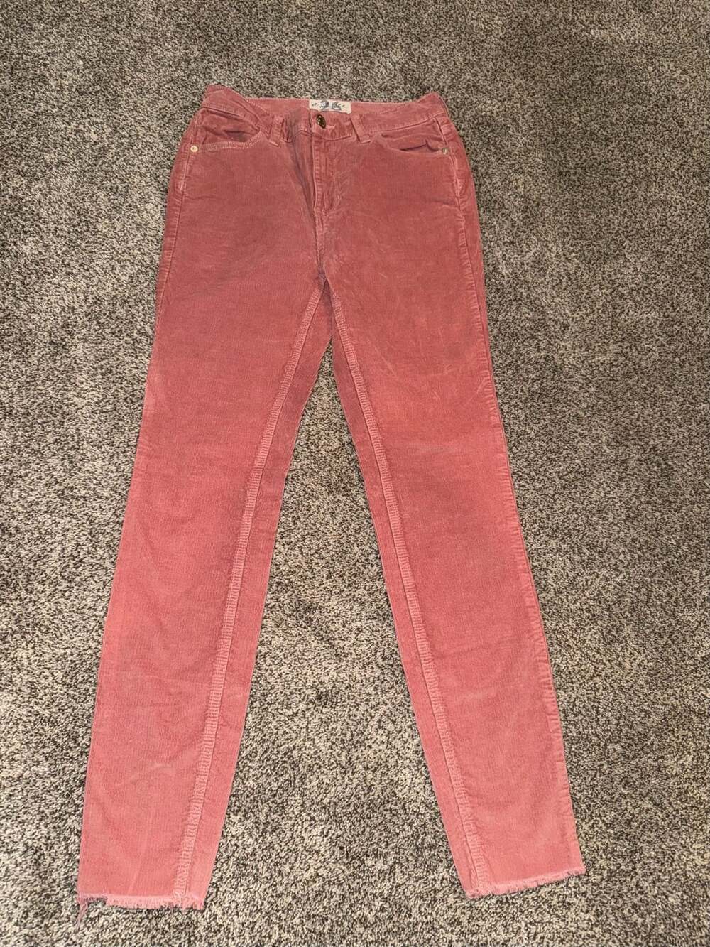 We The Free Free People Pink Corduroy Raw Hem Skinny Pants Size 26
